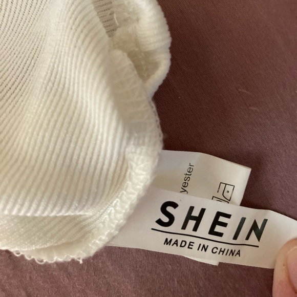 Shein White Ribbed One Sleeve Crop Top - Picture 3 of 4